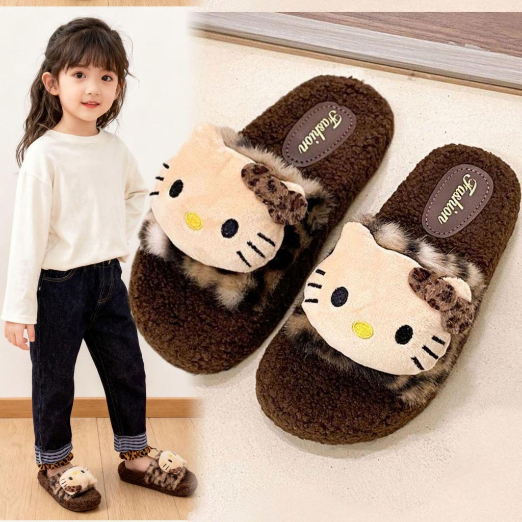 Leopard Print Cat Fur Slippers: Non-Slip Indoor Slippers for Women and Girls, Perfect for Autumn and Winter