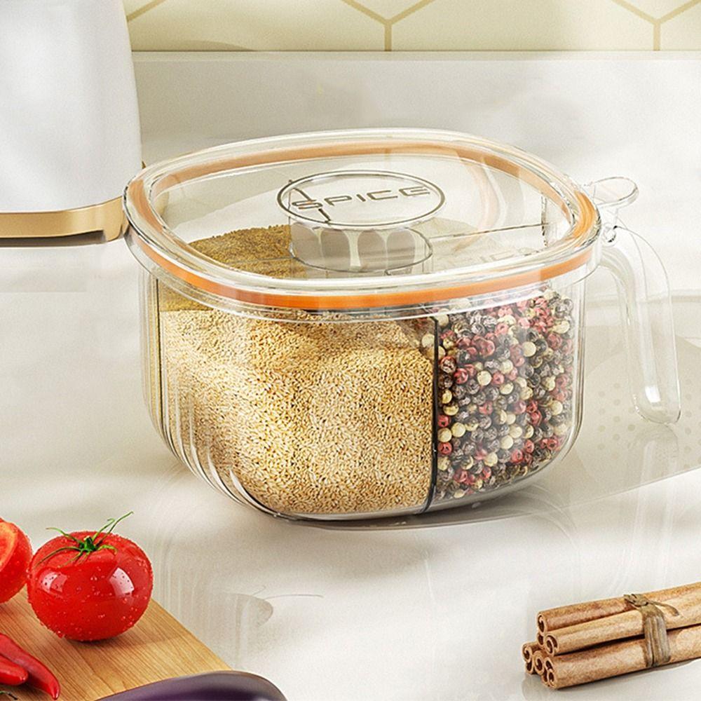 Sealed 4-compartment Seasoning Box Plastic Condiment Jar Durable Spice Storage Box  for Home