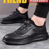 22 Autumn and Winter Casual Leather Shoes Black Dirt-resistant Medium Dad Single Shoes