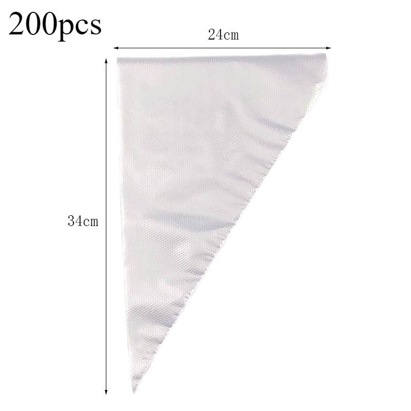 200pcs Piping Bag Confectionery Equipment Baking Accessories Disposable Pastry Sleeves Pastry Pack Transparent Cream Pastry Bags