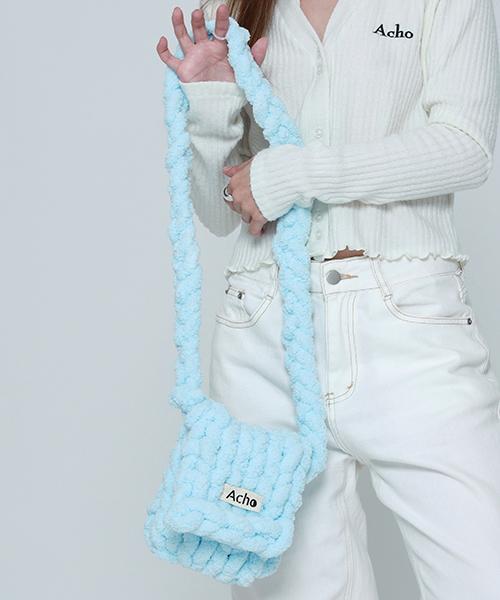 Acho Knitted Snow Crossbody Bag_Sky Blue
