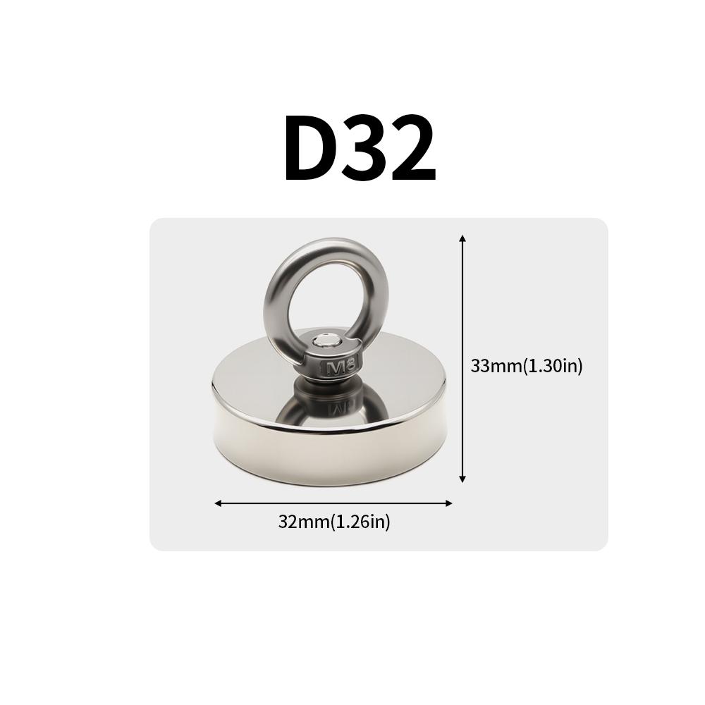 D16-D120mm N52 Super Strong Neodymium Fishing Hook Heavy Duty Magnet Neodymium Magnet with Countersunk Hole Eyebolt