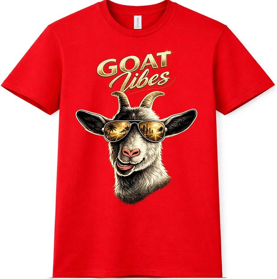 Goat Vibes T Shirt Funny Goat Sunglasses City Skyline Graphic Tee Casual Top S