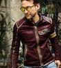 Autumn and winter new fashion slim stand-up collar locomotive leather jacket men FN