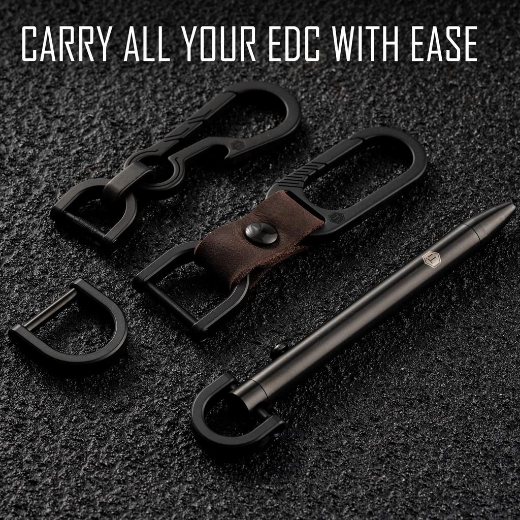 KeyUnity KA17 Tytanowy Brelok D-Ring, Lekki, Typ D, Kluczyki Samochodowe, Klucz DIY