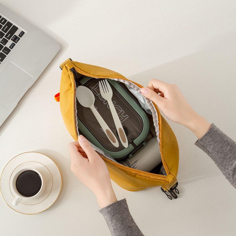Portable Oxford Cloth Lunch Box Bag Foldable Waterproof Insulated Tote Bag Large Capacity with Handle Food Thermal Handbag