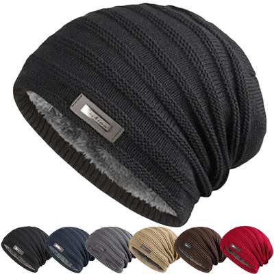 Hot Sale Unisex Fashion Hat Fur Lined Beanie Hat Keep Warm Winter Hat Thick Soft Knit Hat For Male & Female
