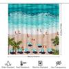 Beach Life Shower Curtain With Umbrellas, Beachgoers Palm Trees Blue Oceans Orange Sand Waterproof Fabric For Bathroom Decoratio