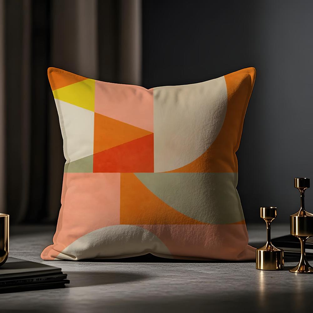 Morandi Geometric Abstraction Pillow Case Antidustmite Pillowcase Invisible Zipper Silky Short Plush Sofa Cushion Cover