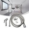 Handheld Toilet Hygiene Spray with Chrome Finish Wall Bracket Stainless Steel Hose and ABS Nozzle for Daily Cleansing