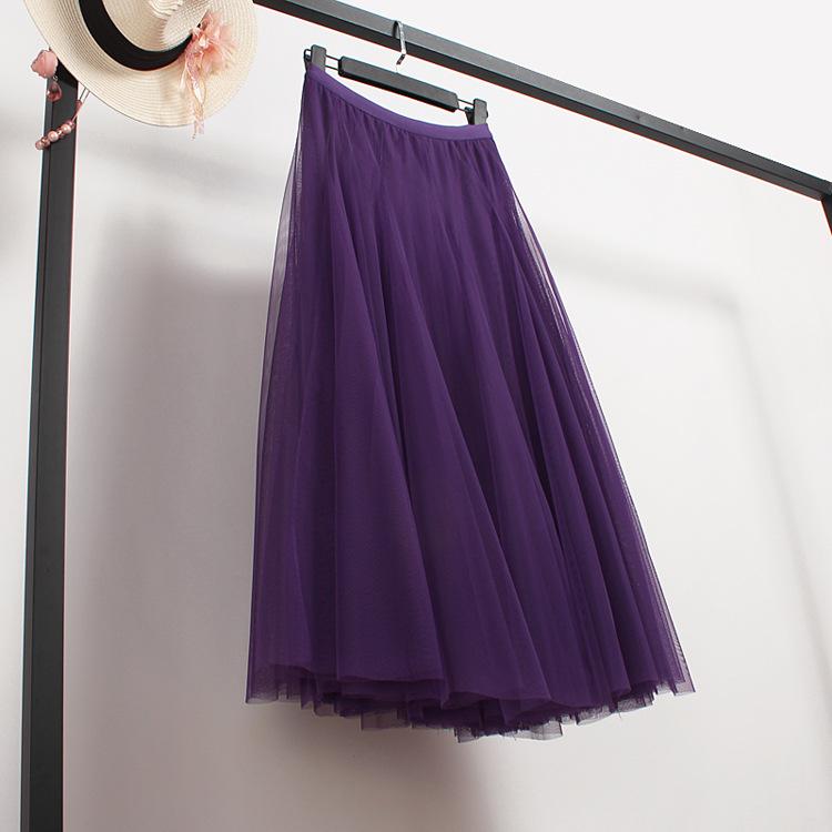 Women's High-End Mesh Pleated Midi Skirt - Summer Slimming Big Swing Tulle Skirt