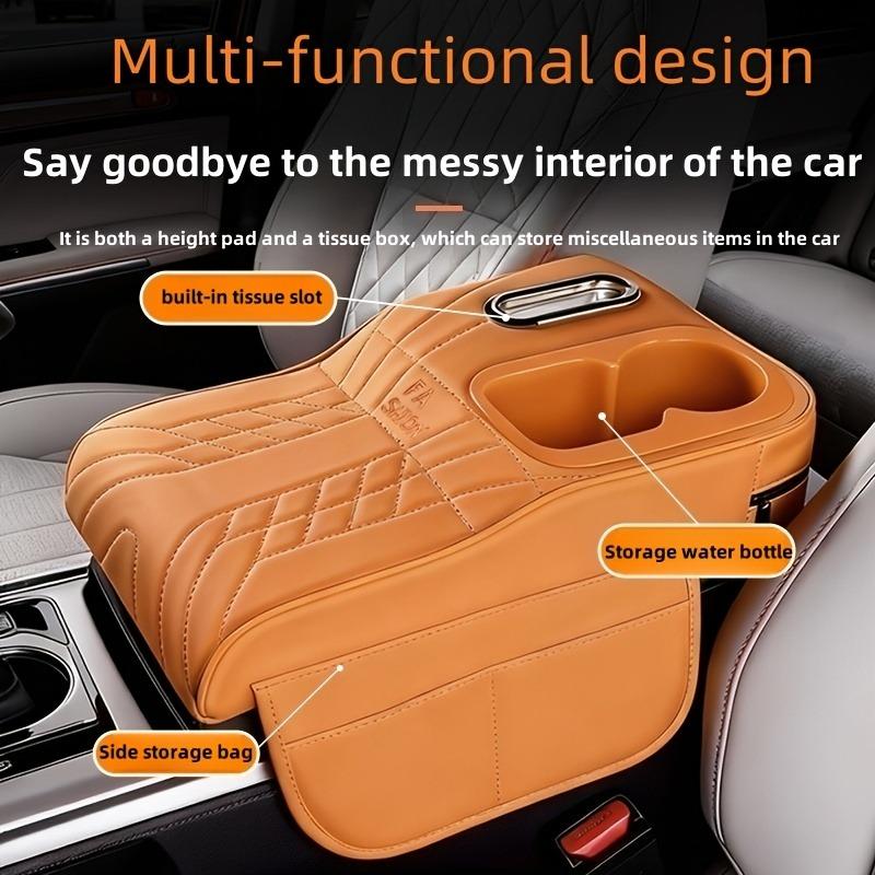 1 Car Center Console Tray with Raised Design, Tissue Box and Cup Holder, Multi-Color Options, Storage Mat
