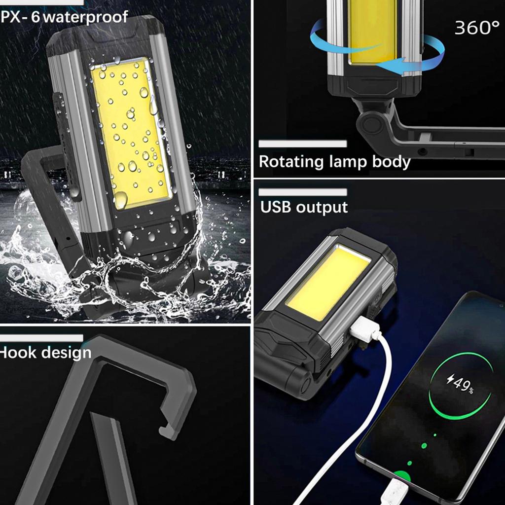 Folded Work Lights Aluminium Alloy USB Charging Magnetic COB Inspection Lamp Portable Fill Light