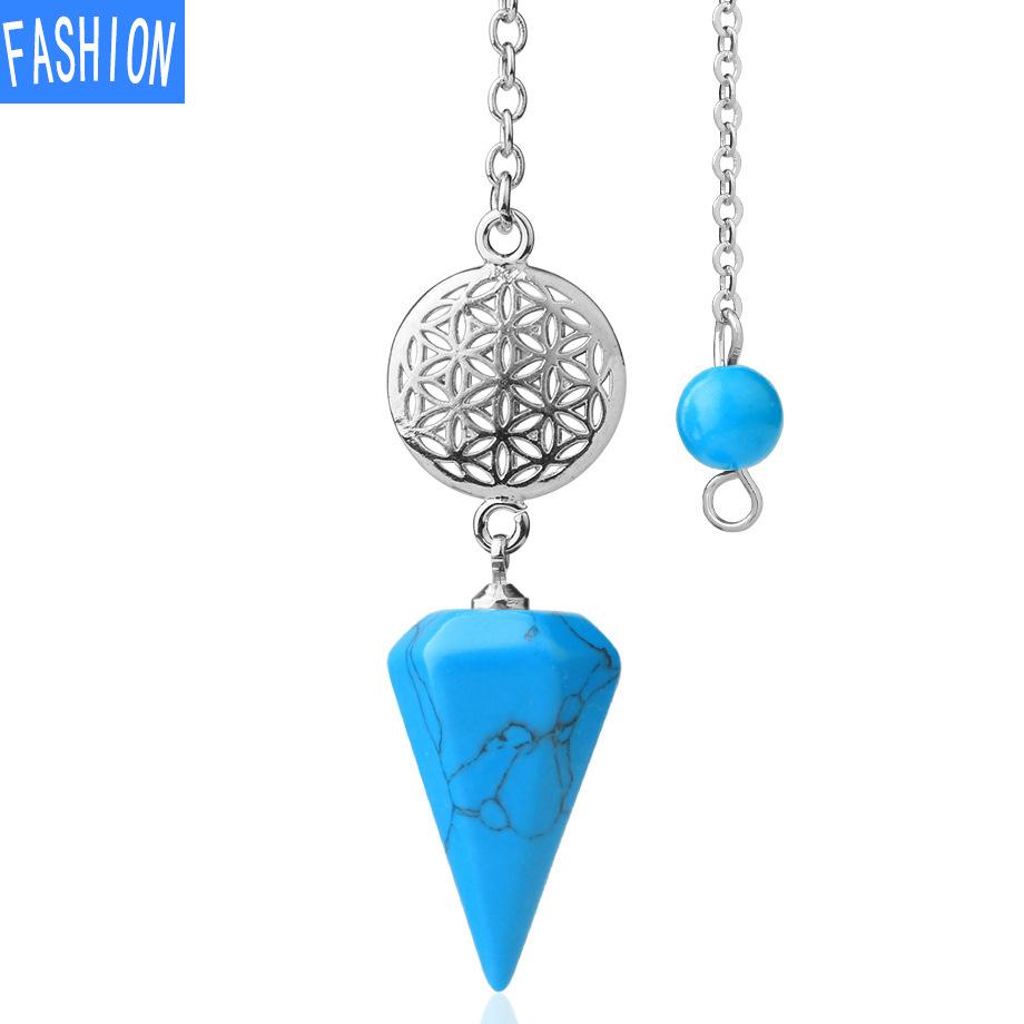 Spirit Pendulum Crystal Semi GEM PENDANT Healing Crystal Point Pendulum Witchcraft Meditation Jewelry