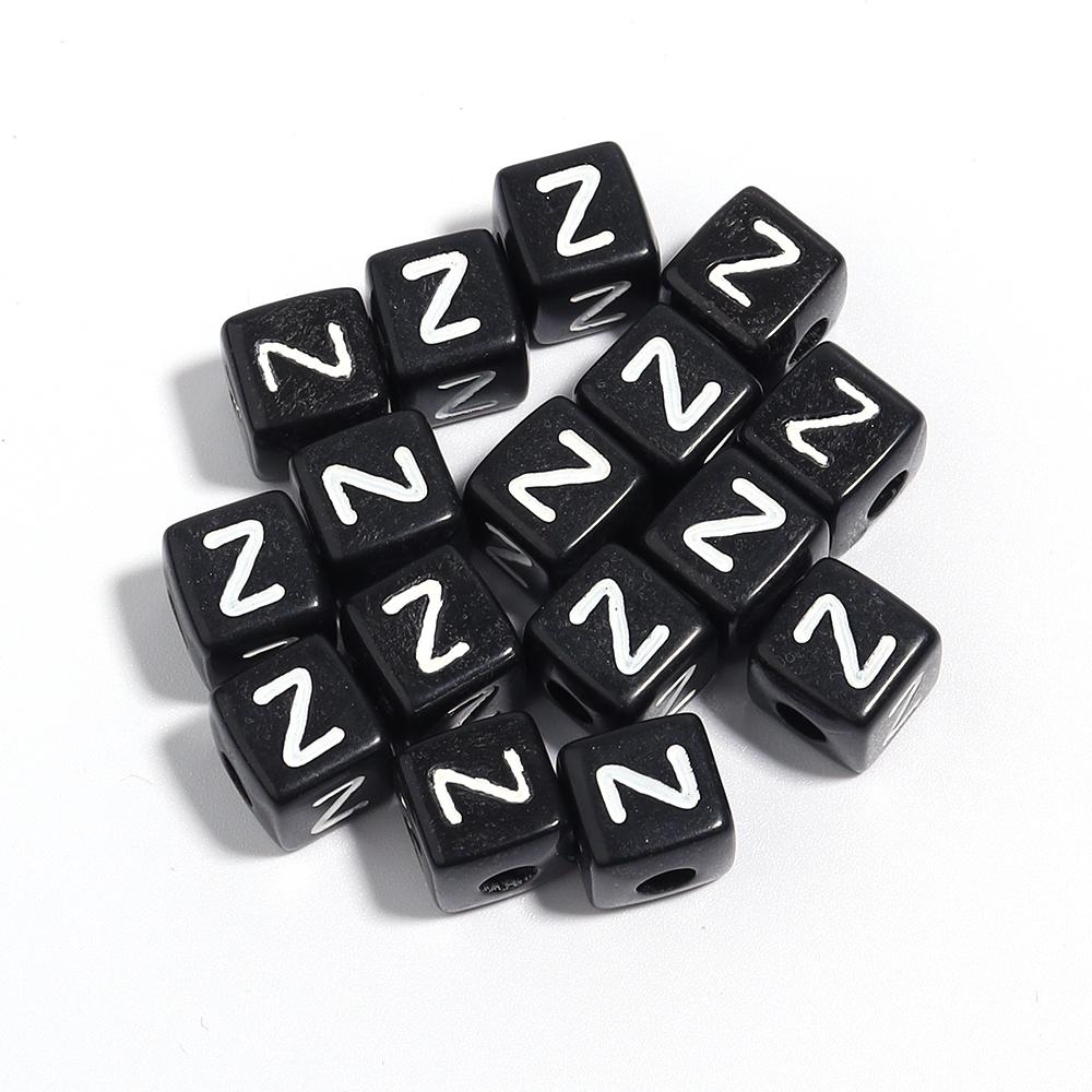 50-100 Stück Schwarze Acryl Buchstabenperlen A-Z Alphabetperlen Würfel Abstandshalterperlen Für DIY Armband Halskette Schmuckherstellung Zubehör