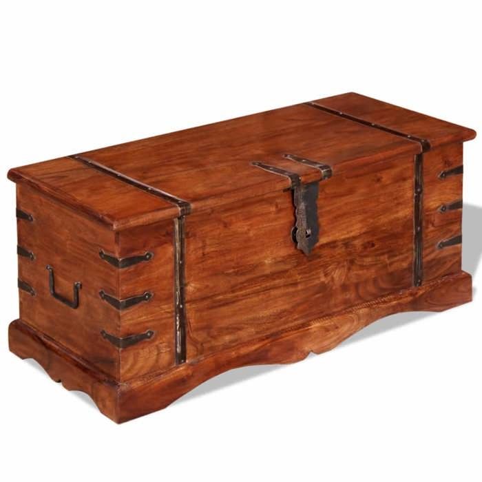 Coffre de rangement en bois massif - VIDAXL - Vintage - Marron - 90cm x 40cm x 40cm
