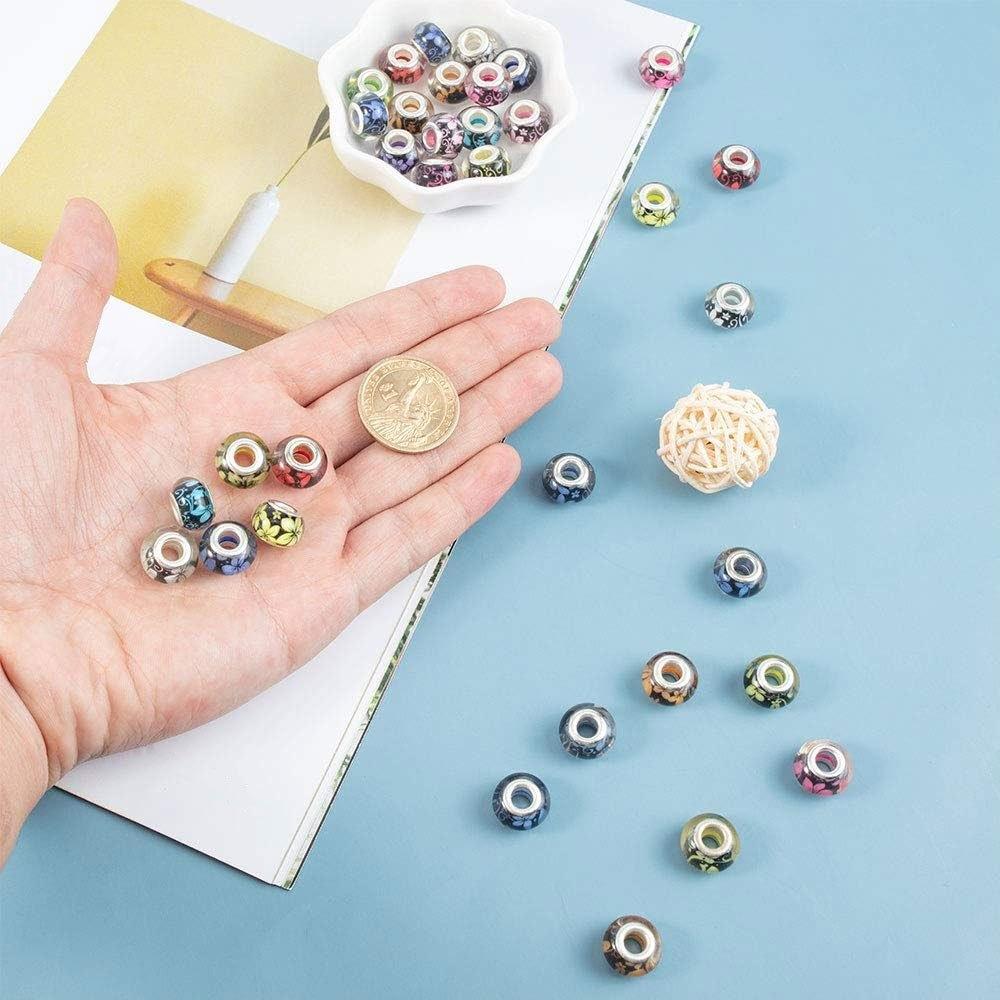 5/15/30pcs Resin Material Flower Pattern Large Hole Bead Decorative Bead Craft Bead DIY Bracelet Necklace Earrings Keychain Jewelry Accessories