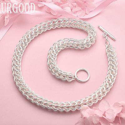 925 Sterling Silver Multi Circle Necklace Fashion Wedding Jewelry