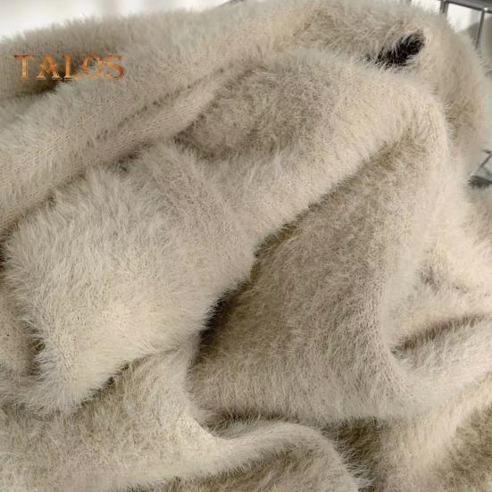 Damen Pullover Mantel Kragenlos Fledermausärmel Langarm Einfarbig Strick Cardigan Vorne Offen Mittellange Strickmode