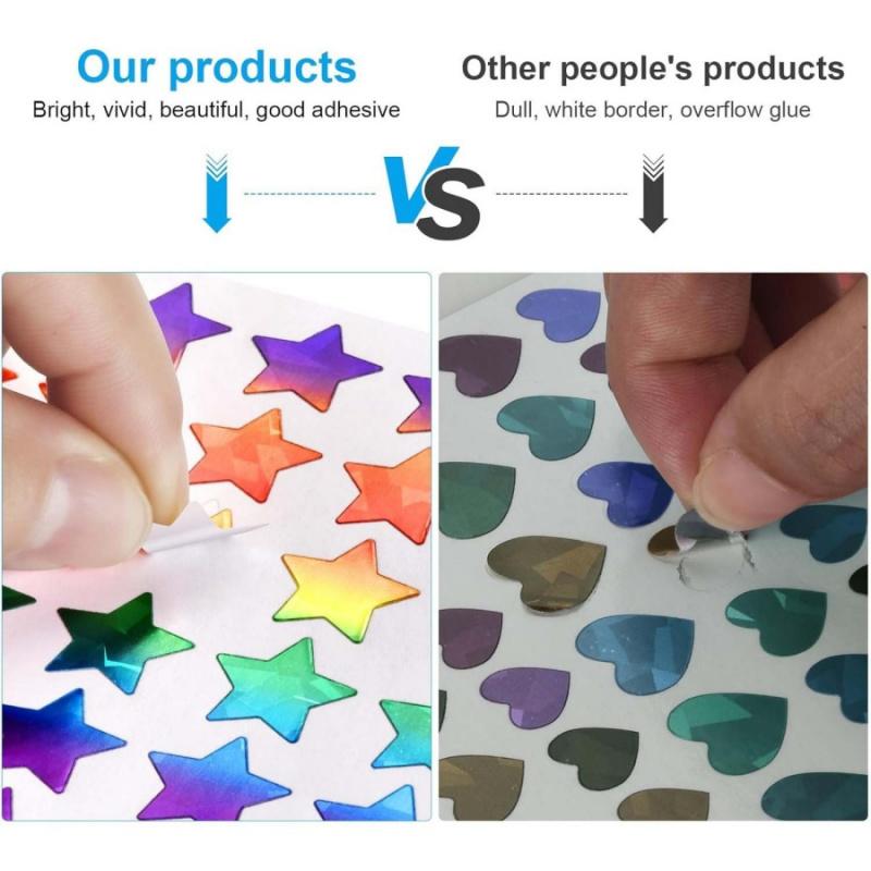 3pcs/packLaser Star Heart Dot Stickers Colorful Glass Bottle Gift Packaging Bag Decoration Stickers Reward Adhesive Labels Seali