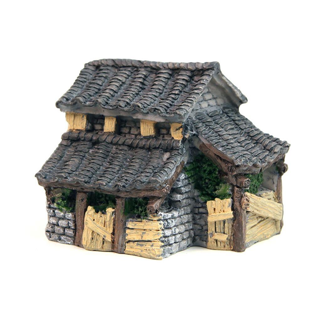 Cute Resin Miniature Statue Mini House Figurines Chinese Rural Sense DIY Scene Statue Bonsai Decor Fairy Garden Micro Landscape