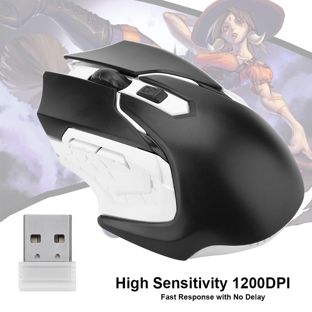 Optical 1200DPI Wireless Gaming Mouse Comfortable Grasp No Delay 2.4G Wireless Mouse - Black