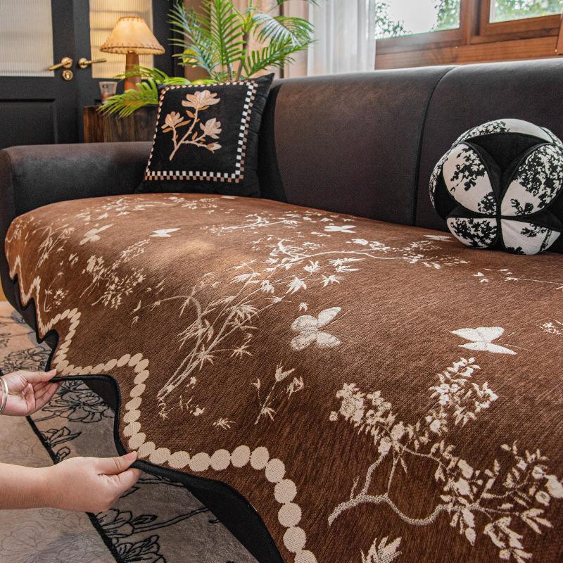 

New Special-Shaped Sofa Cushion Four-Season Universal Sofa Seat Cushion Non-Slip Straight Row Light Luxury High-End Cover Cloth Towel 90*90cm
