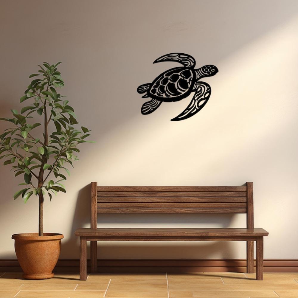 Modern Turtle Metal Wall Art, Ocean Animal Decor, Nautical Coastal Hanging Sign, Sea Wildlife Silhouette, Home Outdoor Metal Sculpture