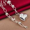 925 Sterling Silver Smooth Hollow Heart-shaped Pendant Necklace Fashionable Wedding Jewelry