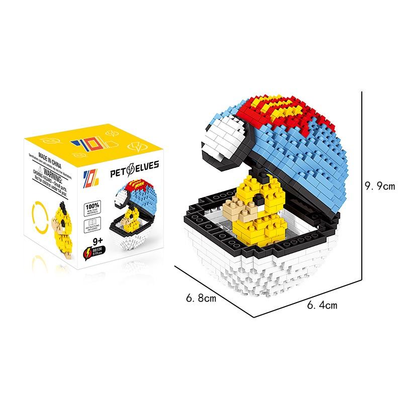 500-piece Poké Ball Building Block Set Micro Brick Diy Kids Gift Model Toy