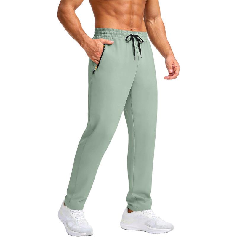 Mens Casual Breathable Solid Color Quick Dry Sports Long Pants