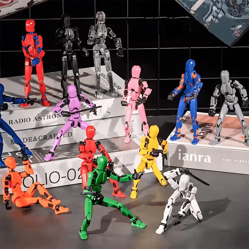 Bai Fen Bai Toys Clear Toys Kids Diy Luminous T13 Multi-Jointed Movable Shapeshift Robot 3D Printed Mannequin Lucky Robot And Dog Action Figures Gift Presents