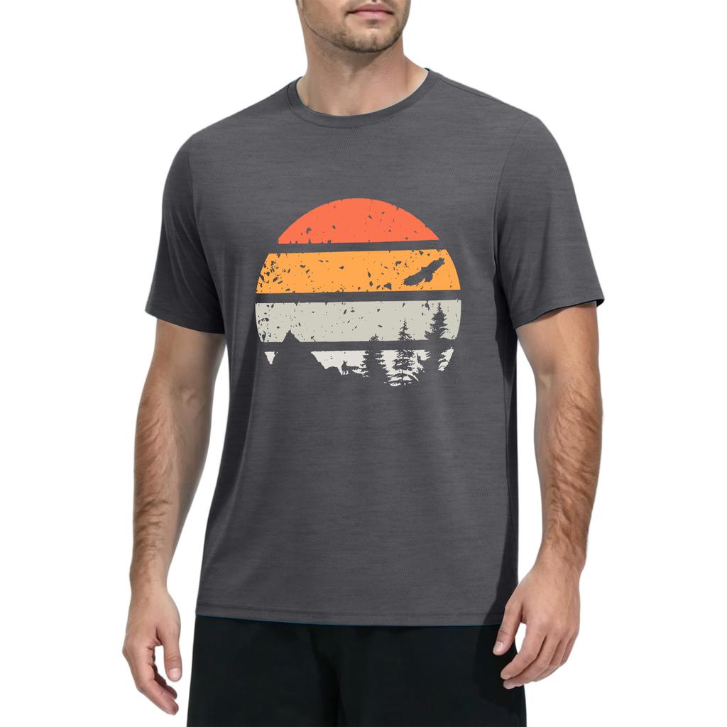 Men's Summer Quick Dry Short Sleeve T Shirt Sun Protection Fishing Gym Workout Athletic Top Lightweight Breathable Fabric