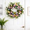 Easter Decor Wreath - Artificial Foliage, Blooms & Egg Accents | Festive Door/Wall/Porch Ornament For Home & Easter Parties | Reusable Spring Holid