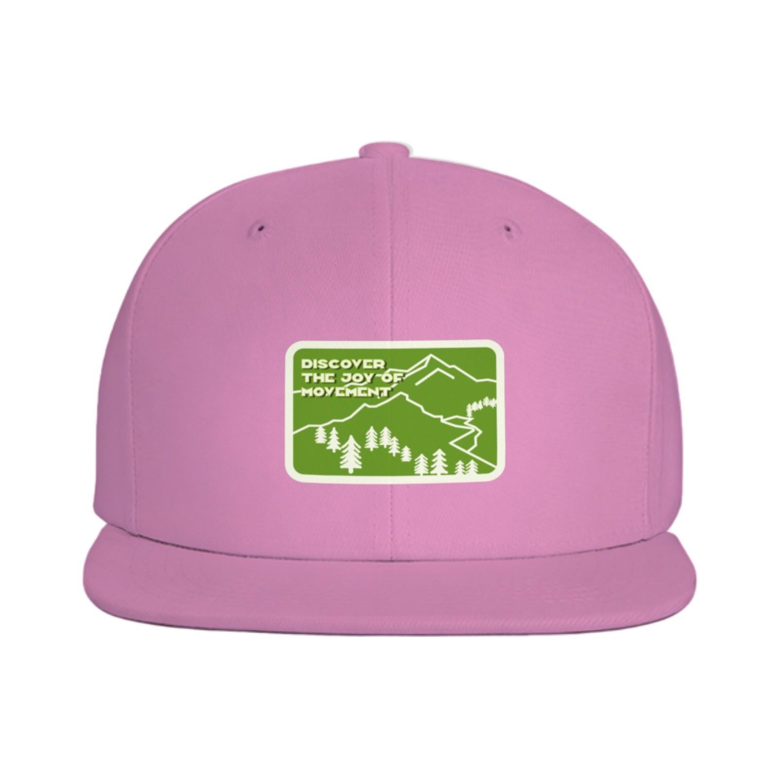 Discover The Joy Of MoveUnisext Mountain Graphic Flat Brim Cap Polyester Snapback Hat Outdoor Casual Adult One Size