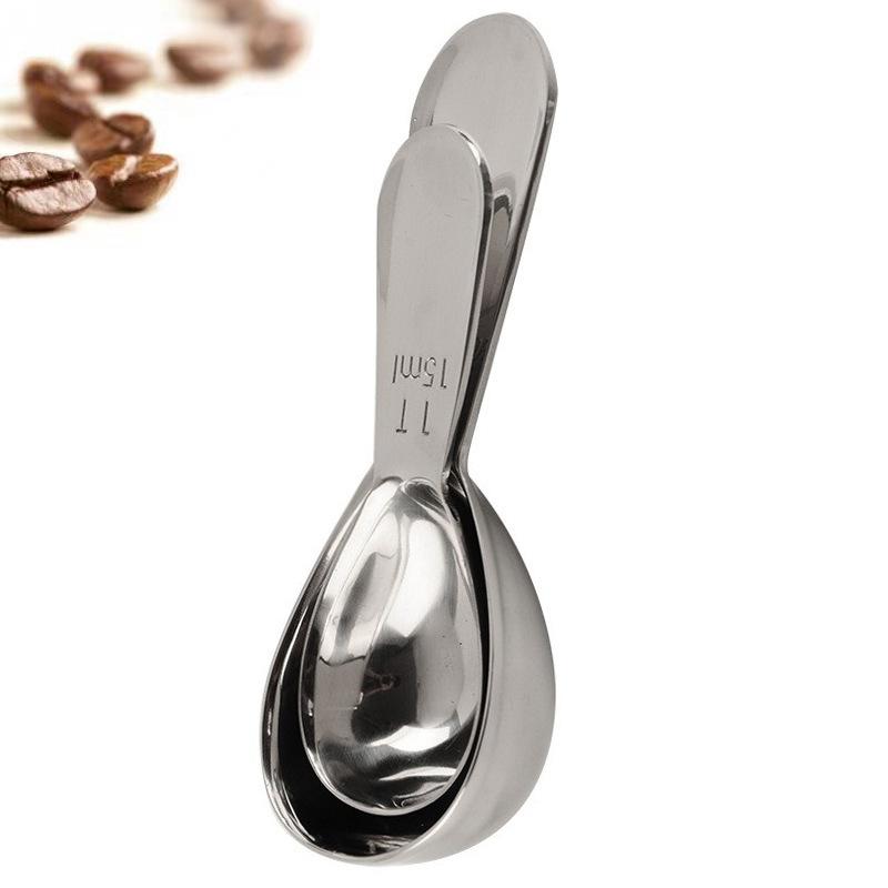304 Edelstahl Kaffeelöffel Set mit ML Skala - 15ml 30ml Genaue Messlöffel für Kaffee Tee Schaufel