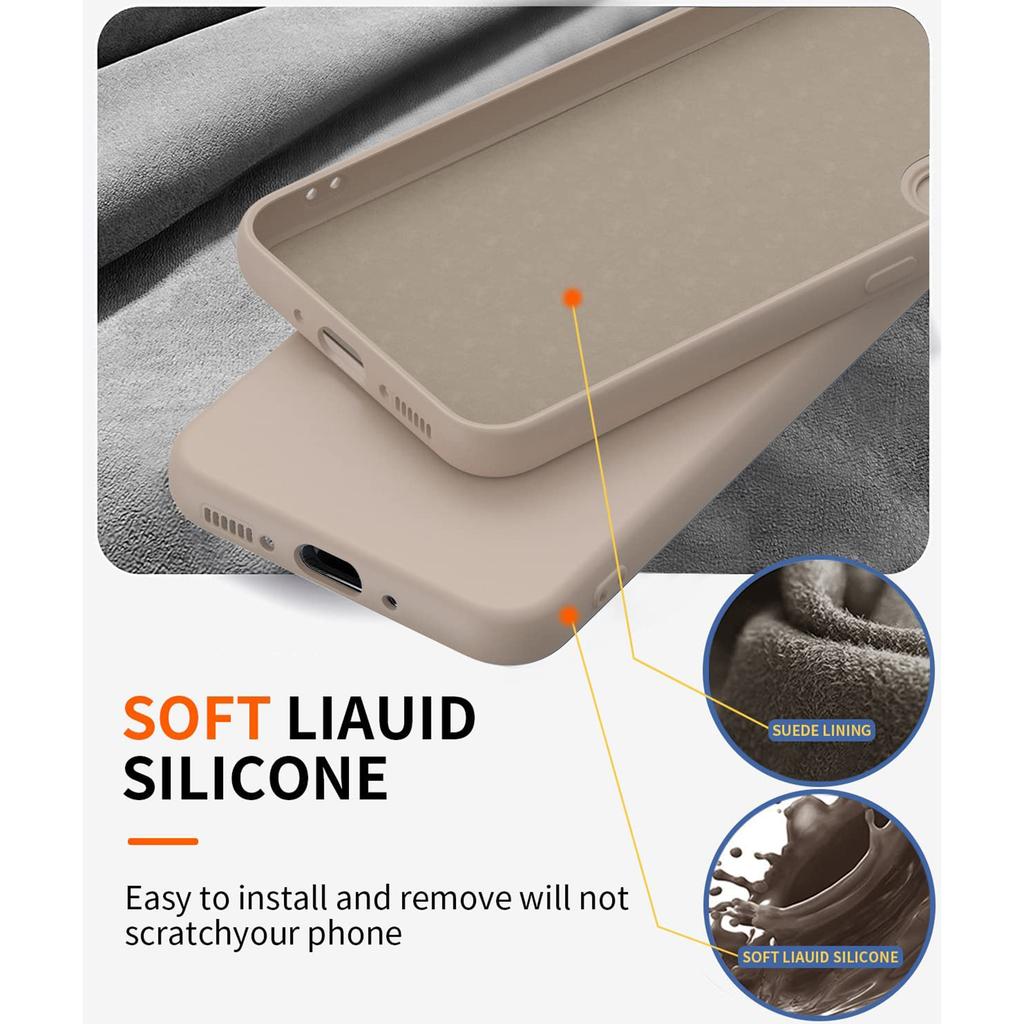 For Samsung Galaxy A35 5G Case Liquid Silicone Kickstand Cover with 2.5D Arc Edge Tempered Glass Film