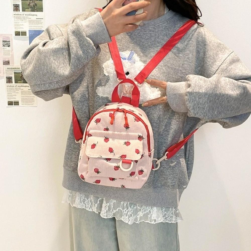 Süßer Corduroy Reise Rucksack Große Kapazität Verschleißfest Quadratische Umhängetasche für Studenten