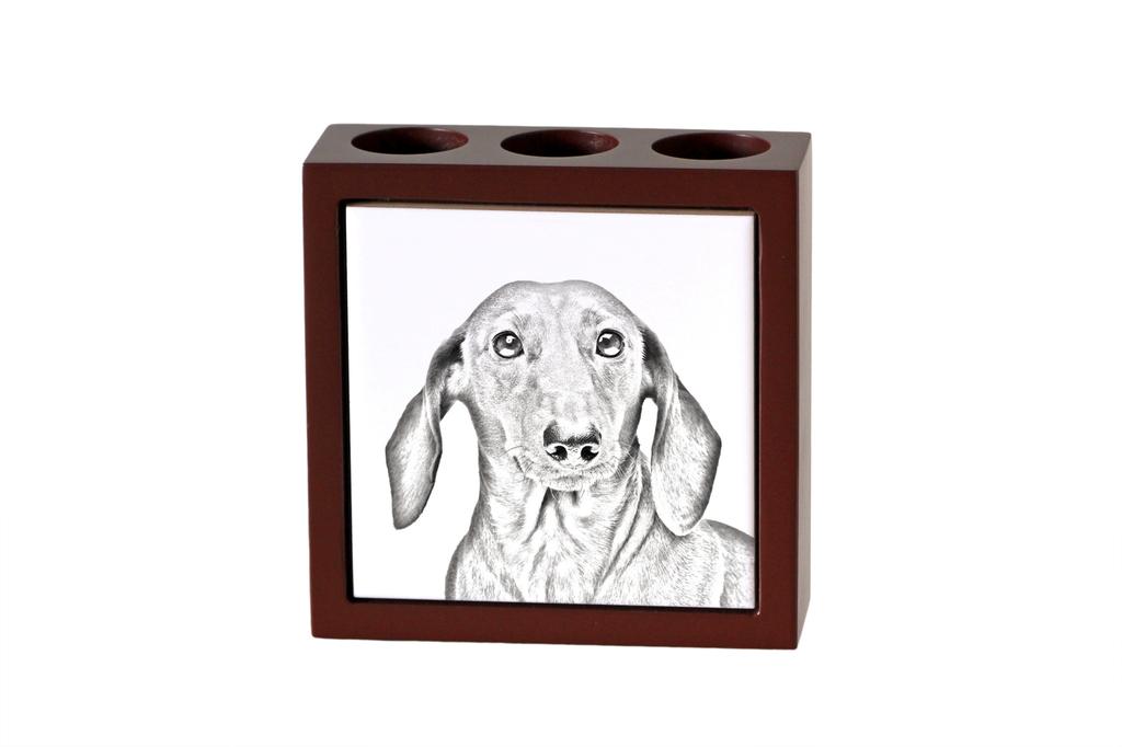 Dachshund – Pen holder with a dog, desk organizer with a print | Art-Dog
