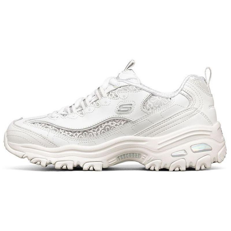 Skechers D LITES 1.0 Women Fabric Synthetic Leather Fashion Comfort Low Top Dad Shoes White 149250-WHT 35