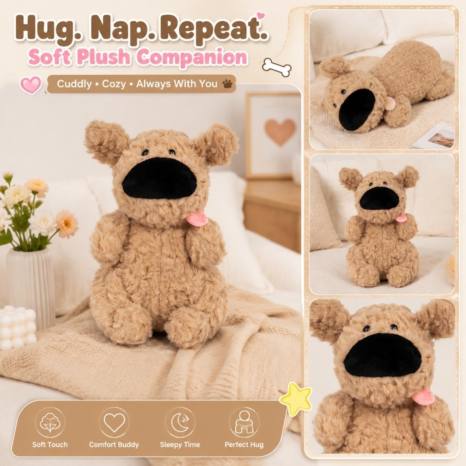Plush Sitting Dog Stuffed Animal Soft Large Nose Puppy Plush Toy for Kids Girls Birthday Gift Cute Sitting Puppy Plush Doll One Size