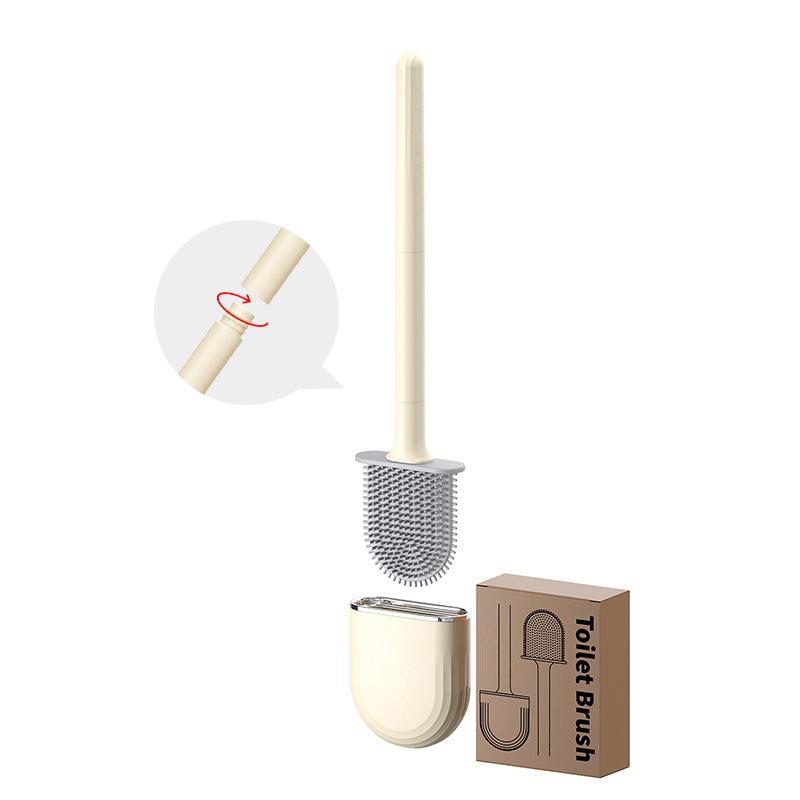 

Soft Rubber Toilet Brush, Home Cream-style Bathroom, No Blind Spots, Base Cleaning Brush, Detachable Rod Toilet Brush кремовый