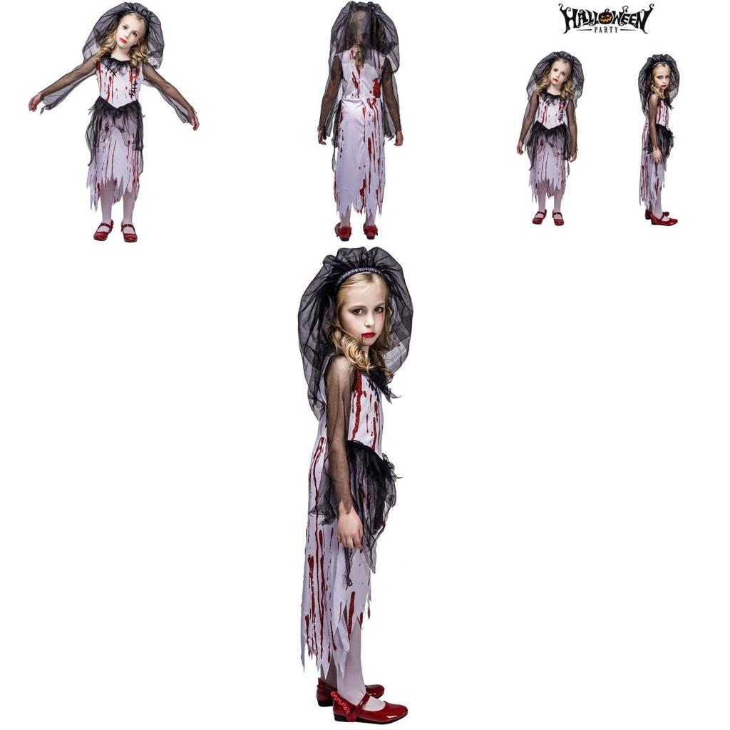 Kid Ghost Bloody Bride Cosplay Costume For Halloween Party Prop