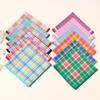 3Pcs Handkerchief Thin Pure Cotton Water-Absorbent Plaid Handkerchief Sweat-wiping Color Mixing 3Pcs