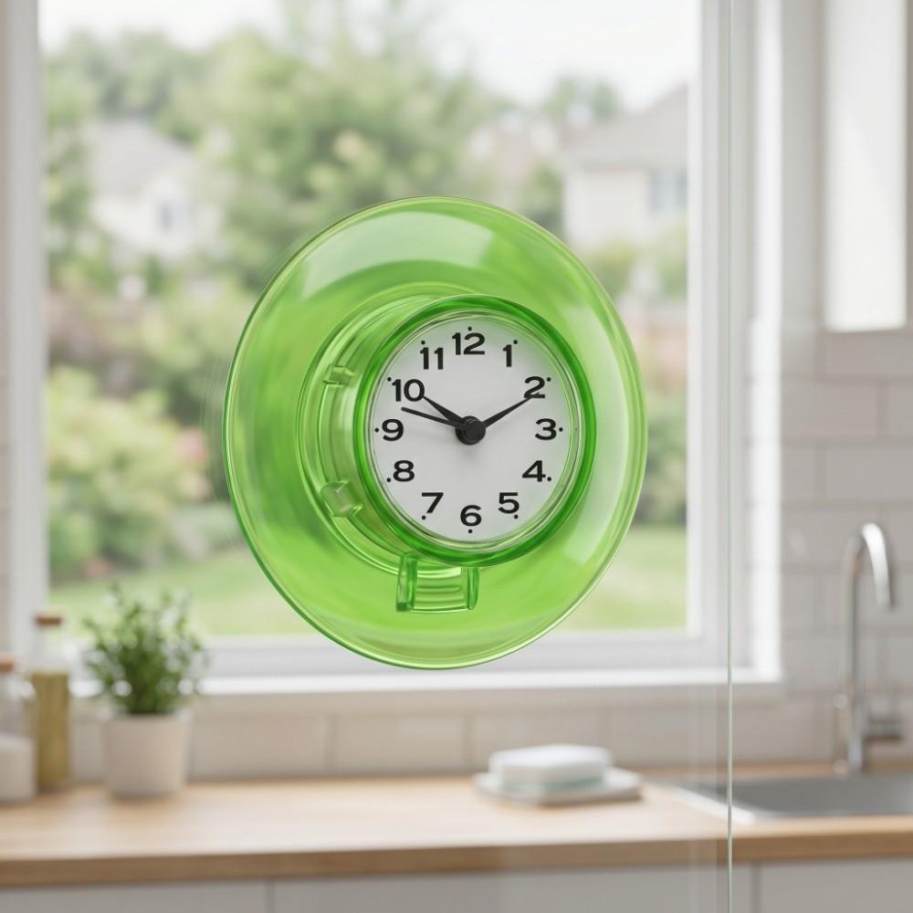 silicone Suction Cup Clock Clear Mirror Bathroom Clock Decoration Mirror Display Clock Sauna