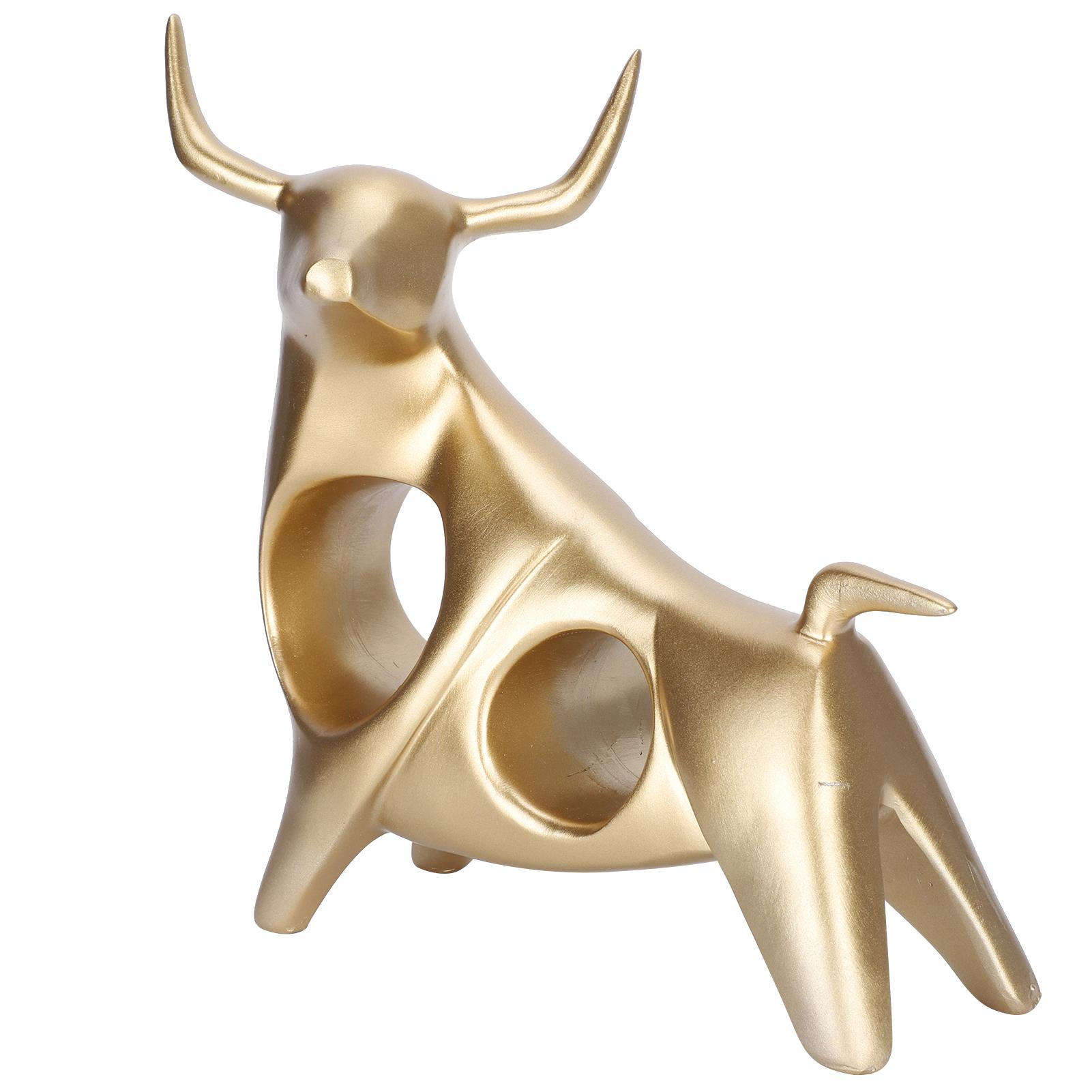 

Абстрактная скульптура быка полая смола Смотри вверх статуя быка животное ремесло орнамент комнатный декор золото