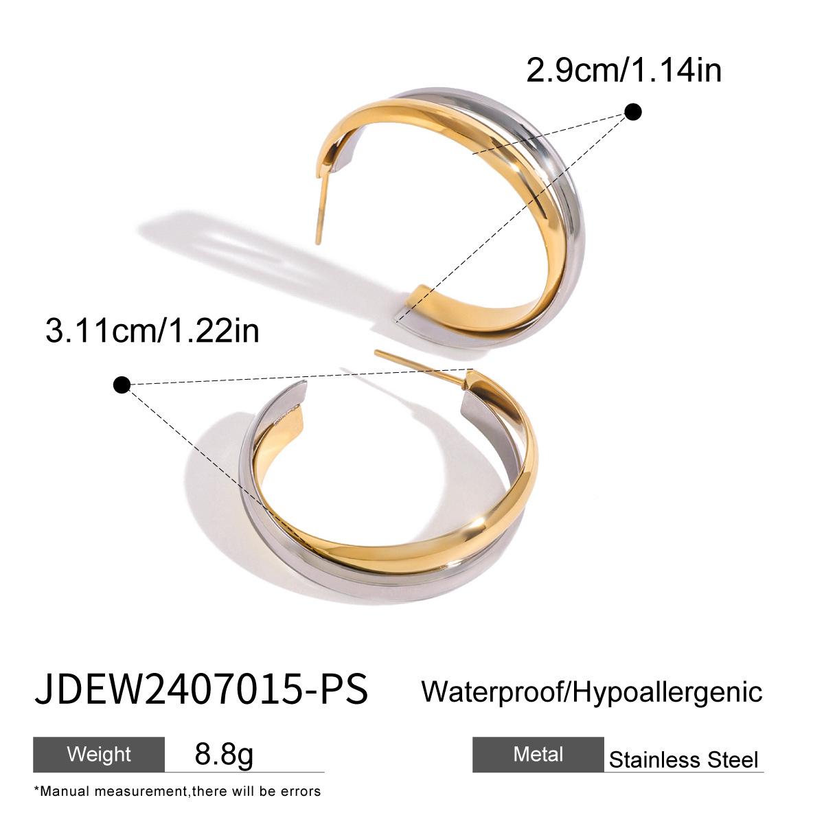 European and American stainless steel gold and silver color matching c-shaped winding stud earrings, personalized temperament earrings