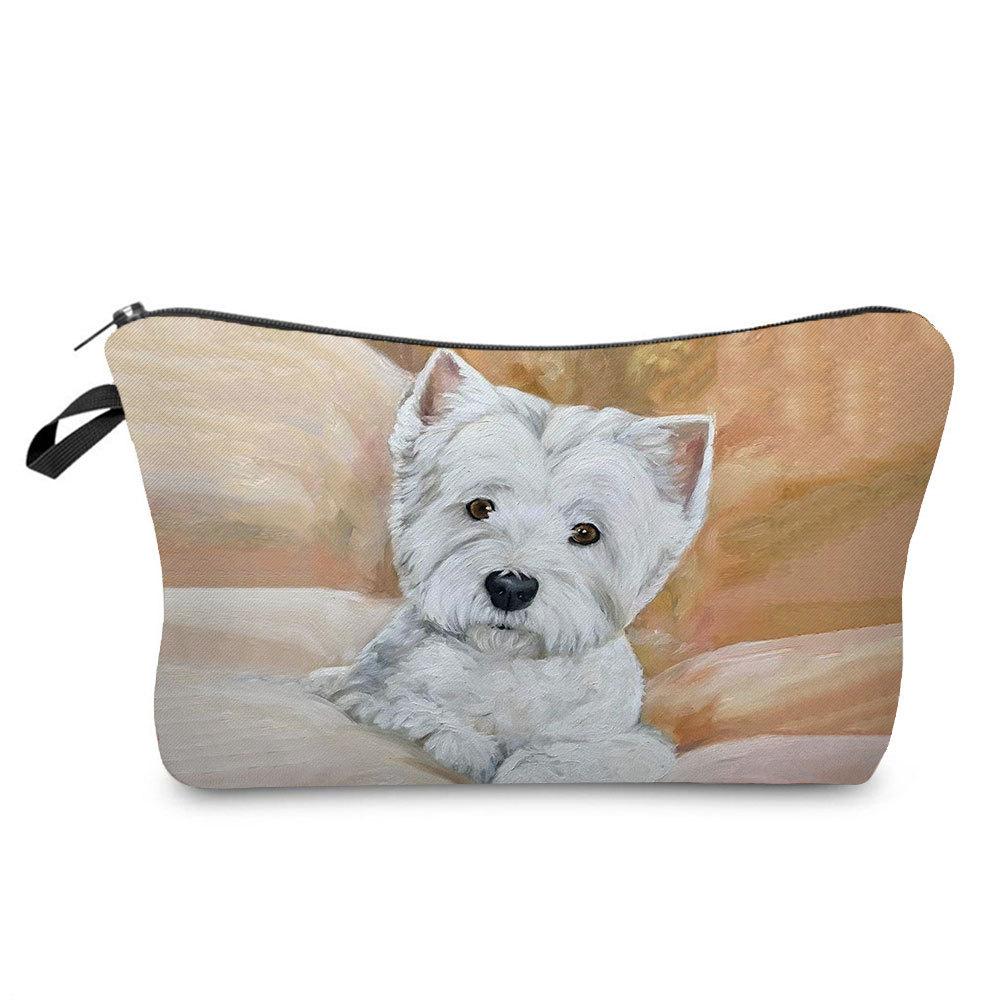 Women Dog Print Cosmetic Bag Toiletries Organize Travel Storage Case 6774