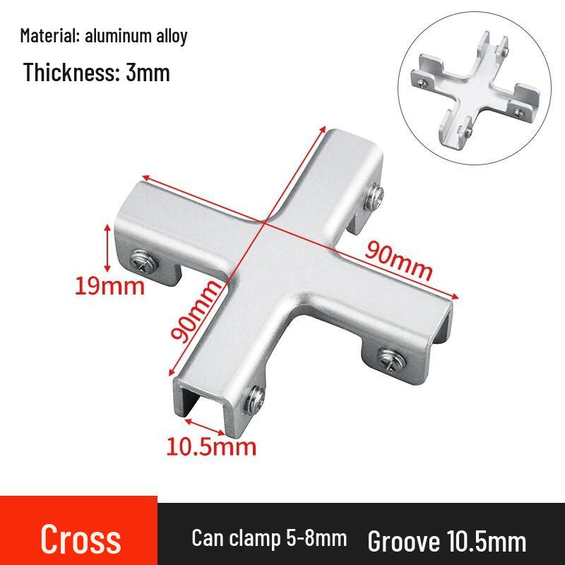 L-Shaped Right Angle Aluminum Kitchen Sink Clamp & Glass Shelf Clip