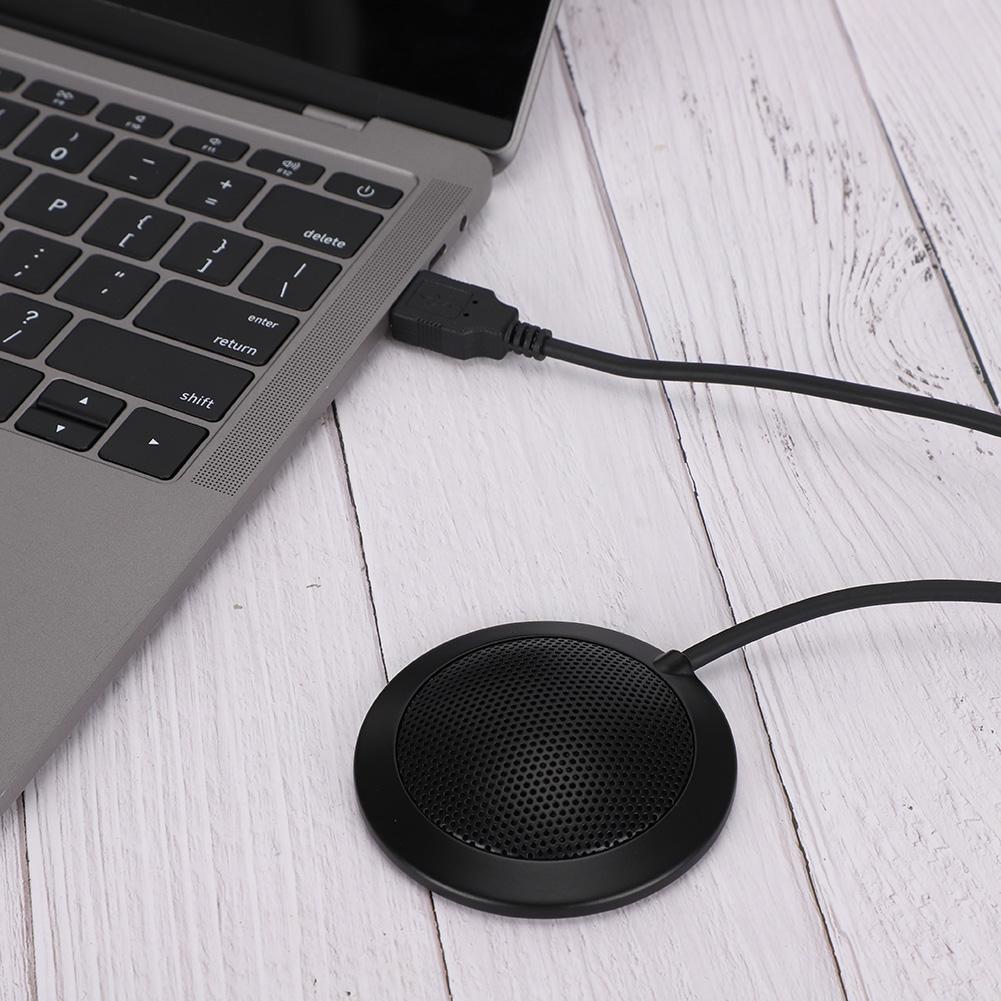 USB Omnidirectional Pickup 360-Degree Sound Metal Mesh Cover Microphone for Desktop Meetings